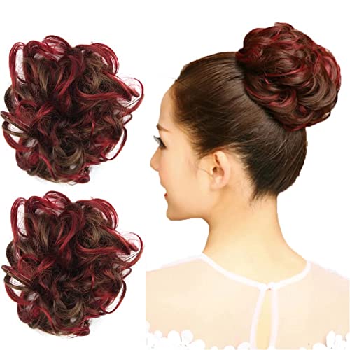 Highlighted Synthetic Hair Messy Bun Extensions 2pcs set - Image 11