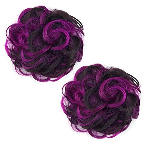 Highlighted Synthetic Hair Messy Bun Extensions 2pcs set - Image 12