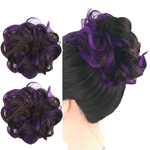Highlighted Synthetic Hair Messy Bun Extensions 2pcs set - Image 13