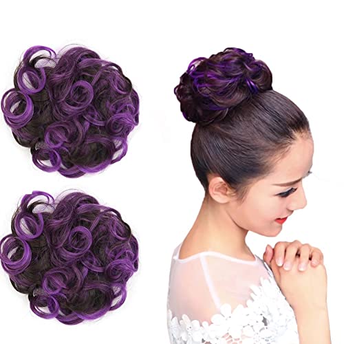 Highlighted Synthetic Hair Messy Bun Extensions 2pcs set - Image 14