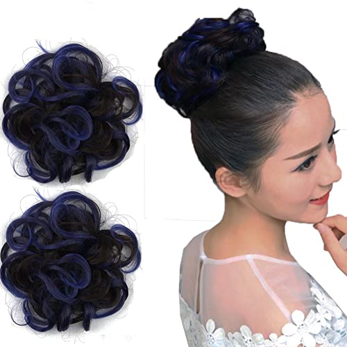 Highlighted Synthetic Hair Messy Bun Extensions 2pcs set - Image 15