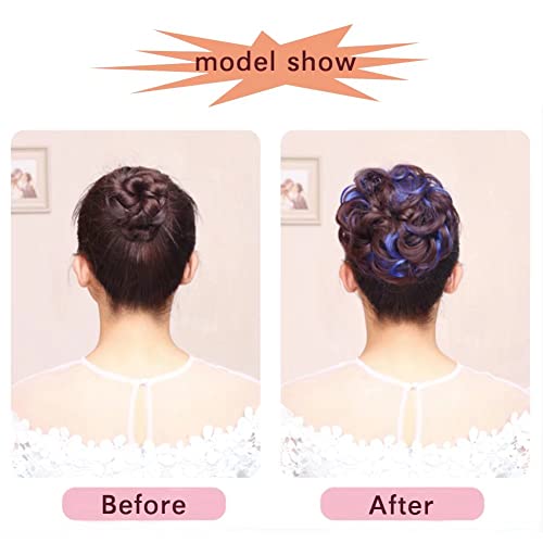 Highlighted Synthetic Hair Messy Bun Extensions 2pcs set - Image 2