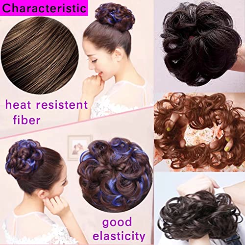 Highlighted Synthetic Hair Messy Bun Extensions 2pcs set - Image 3