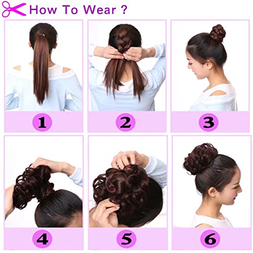 Highlighted Synthetic Hair Messy Bun Extensions 2pcs set - Image 4