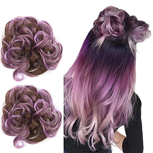Highlighted Synthetic Hair Messy Bun Extensions 2pcs set - Image 5