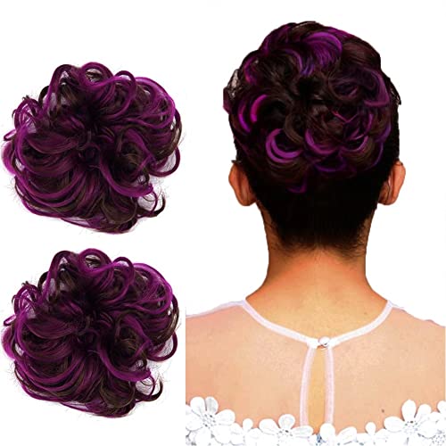 Highlighted Synthetic Hair Messy Bun Extensions 2pcs set - Image 7