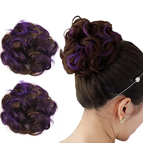 Highlighted Synthetic Hair Messy Bun Extensions 2pcs set - Image 8