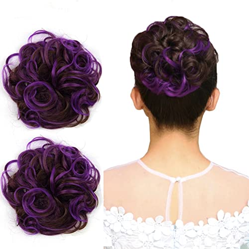Highlighted Synthetic Hair Messy Bun Extensions 2pcs set - Image 9