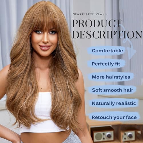 Honey Blonde Wavy Wig Synthetic Heat Resistant Fiber Wig - Image 2