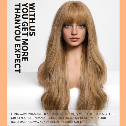Honey Blonde Wavy Wig Synthetic Heat Resistant Fiber Wig - Image 3