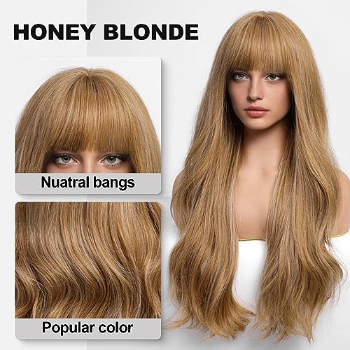 Honey Blonde Wavy Wig Synthetic Heat Resistant Fiber Wig - Image 4