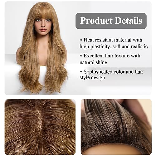 Honey Blonde Wavy Wig Synthetic Heat Resistant Fiber Wig - Image 5