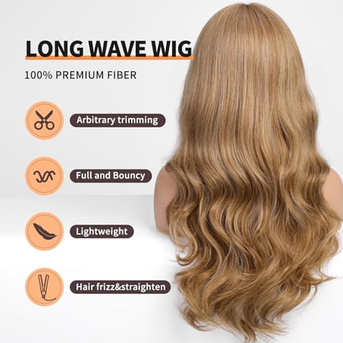 Honey Blonde Wavy Wig Synthetic Heat Resistant Fiber Wig - Image 6