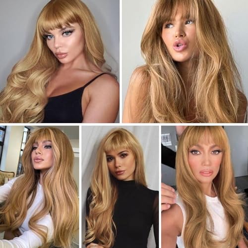 Honey Blonde Wavy Wig Synthetic Heat Resistant Fiber Wig - Image 7