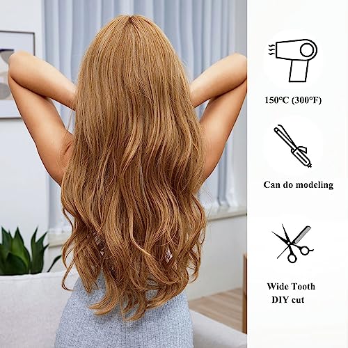 Honey Blonde Wavy Wig Synthetic Heat Resistant Fiber Wig - Image 8