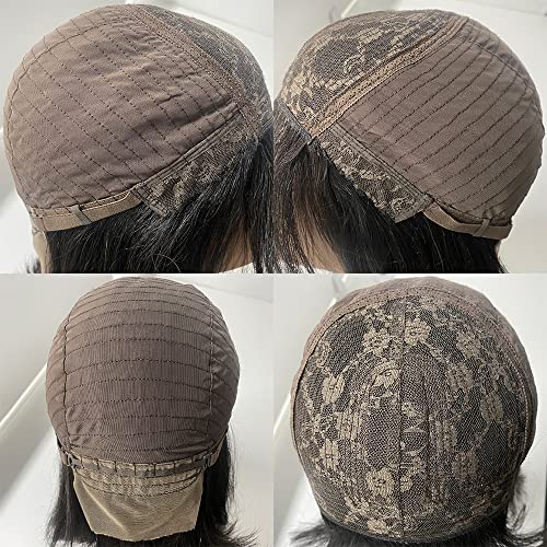Human Hair Light Yaki Straight Bob Wig with Layered Bangs - Image 9