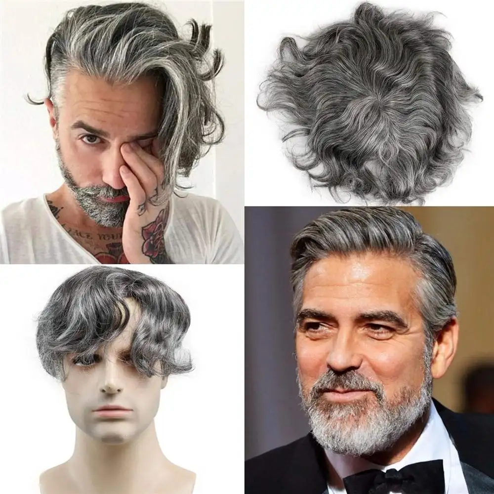 Human Hair Replacement Hair Topper Hairpiece for Men - Image 4