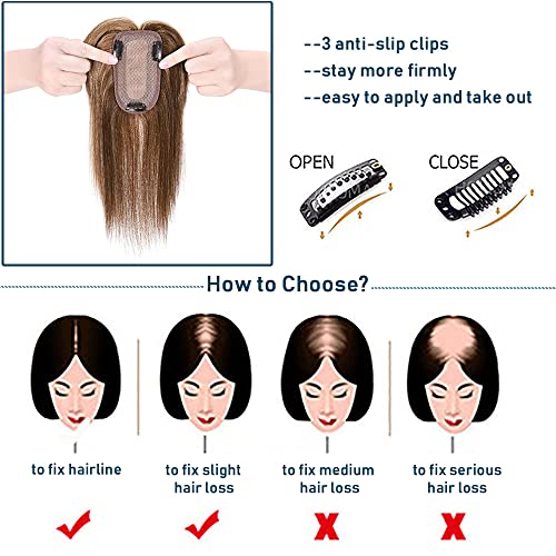 Human Hair Synthetic Blend Hair topper with bangs - Image 11