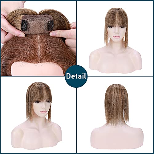 Human Hair Synthetic Blend Hair topper with bangs - Image 13