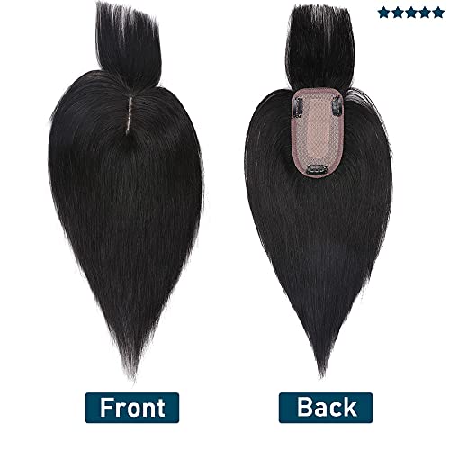 Human Hair Synthetic Blend Hair topper with bangs - Image 17