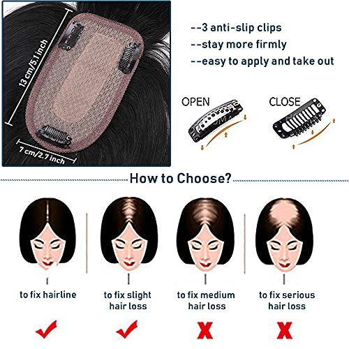 Human Hair Synthetic Blend Hair topper with bangs - Image 18