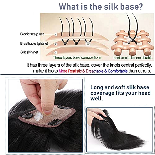 Human Hair Synthetic Blend Hair topper with bangs - Image 19