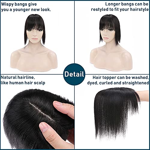 Human Hair Synthetic Blend Hair topper with bangs - Image 20