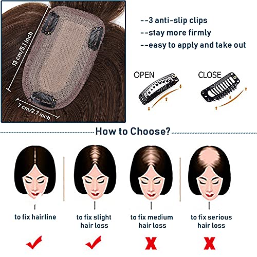 Human Hair Synthetic Blend Hair topper with bangs - Image 24