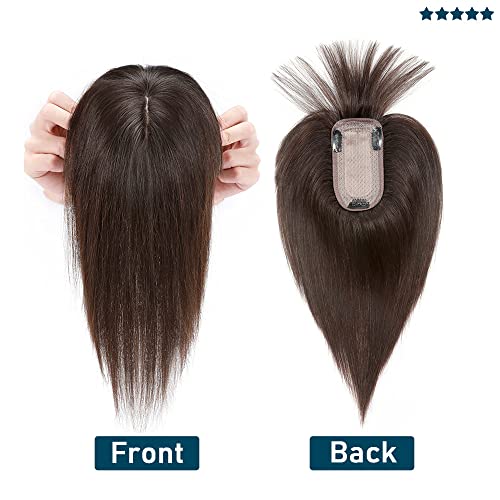 Human Hair Synthetic Blend Hair topper with bangs - Image 3