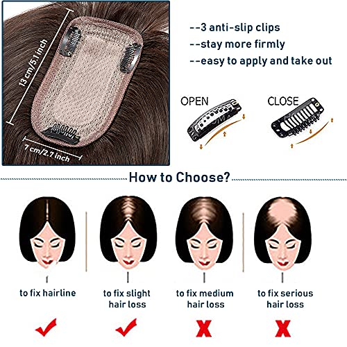 Human Hair Synthetic Blend Hair topper with bangs - Image 30