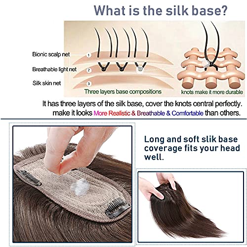 Human Hair Synthetic Blend Hair topper with bangs - Image 31