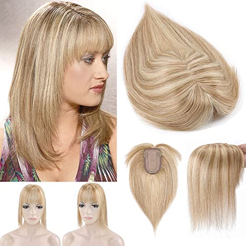 Human Hair Synthetic Blend Hair topper with bangs - Image 33