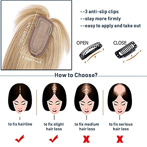 Human Hair Synthetic Blend Hair topper with bangs - Image 35