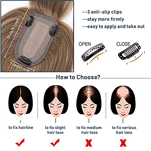 Human Hair Synthetic Blend Hair topper with bangs - Image 41