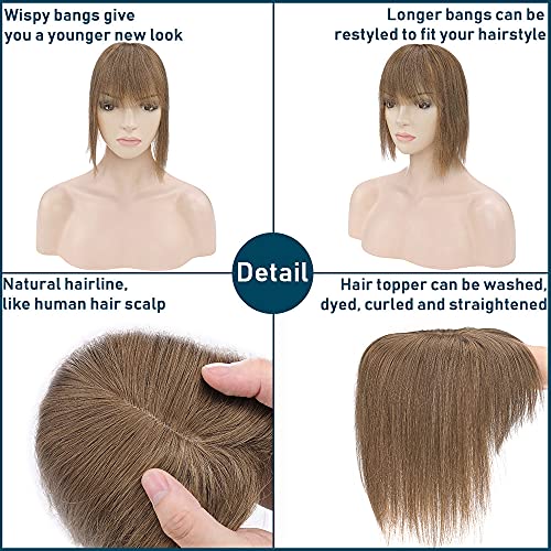Human Hair Synthetic Blend Hair topper with bangs - Image 43