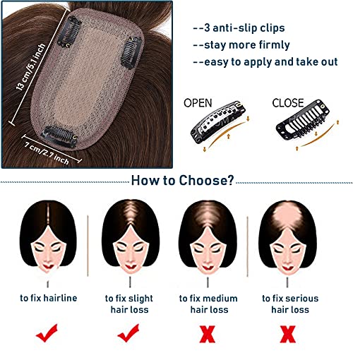 Human Hair Synthetic Blend Hair topper with bangs - Image 47