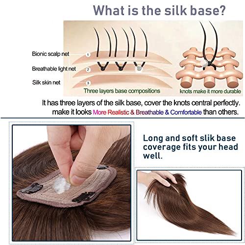 Human Hair Synthetic Blend Hair topper with bangs - Image 48
