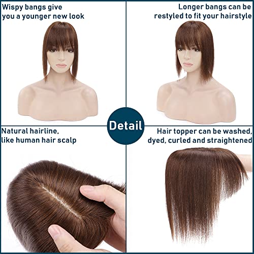 Human Hair Synthetic Blend Hair topper with bangs - Image 49