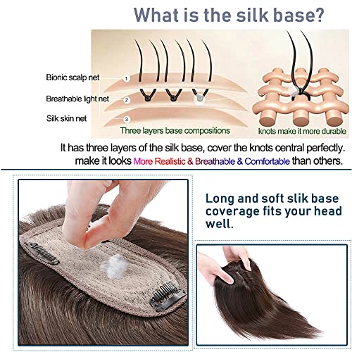 Human Hair Synthetic Blend Hair topper with bangs - Image 5