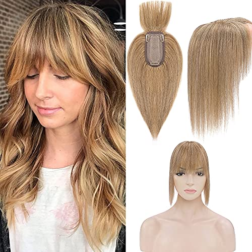 Human Hair Synthetic Blend Hair topper with bangs - Image 50