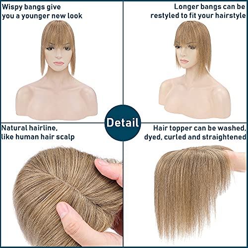 Human Hair Synthetic Blend Hair topper with bangs - Image 55