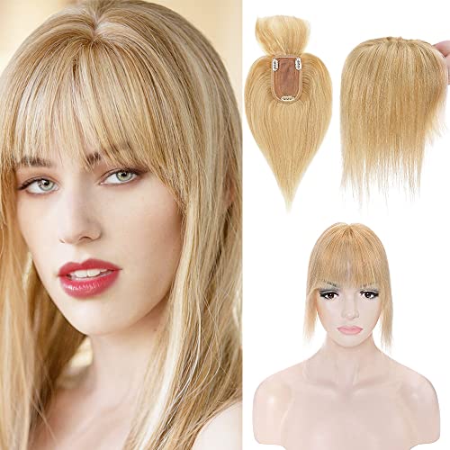 Human Hair Synthetic Blend Hair topper with bangs - Image 56