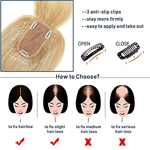 Human Hair Synthetic Blend Hair topper with bangs - Image 59