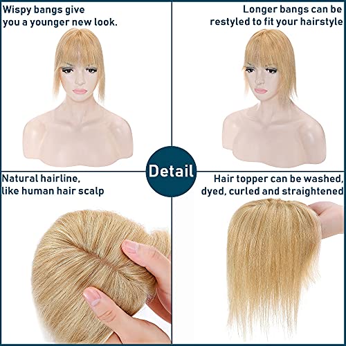 Human Hair Synthetic Blend Hair topper with bangs - Image 60