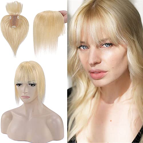 Human Hair Synthetic Blend Hair topper with bangs - Image 61