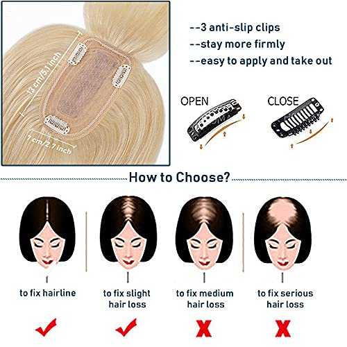 Human Hair Synthetic Blend Hair topper with bangs - Image 64