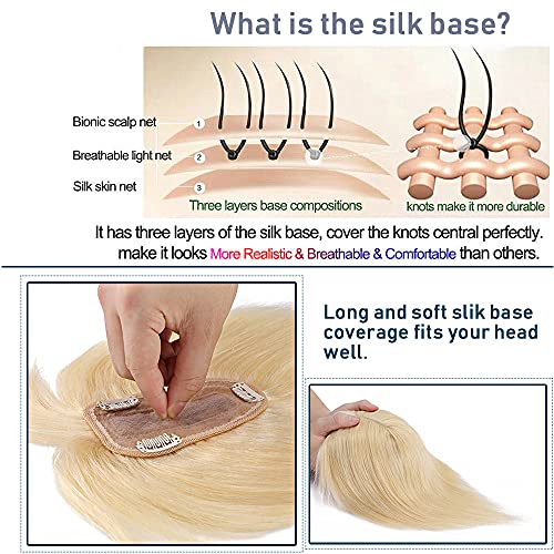 Human Hair Synthetic Blend Hair topper with bangs - Image 65