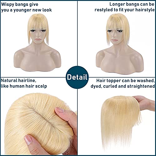 Human Hair Synthetic Blend Hair topper with bangs - Image 66