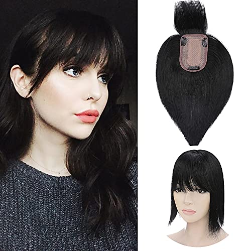 Human Hair Synthetic Blend Hair topper with bangs - Image 67