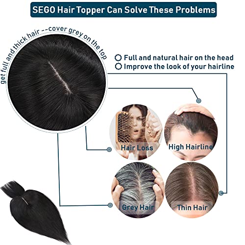 Human Hair Synthetic Blend Hair topper with bangs - Image 7